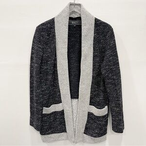 BNCI Heather Grey Longline Open Front Knit Cardigan Sweater Large